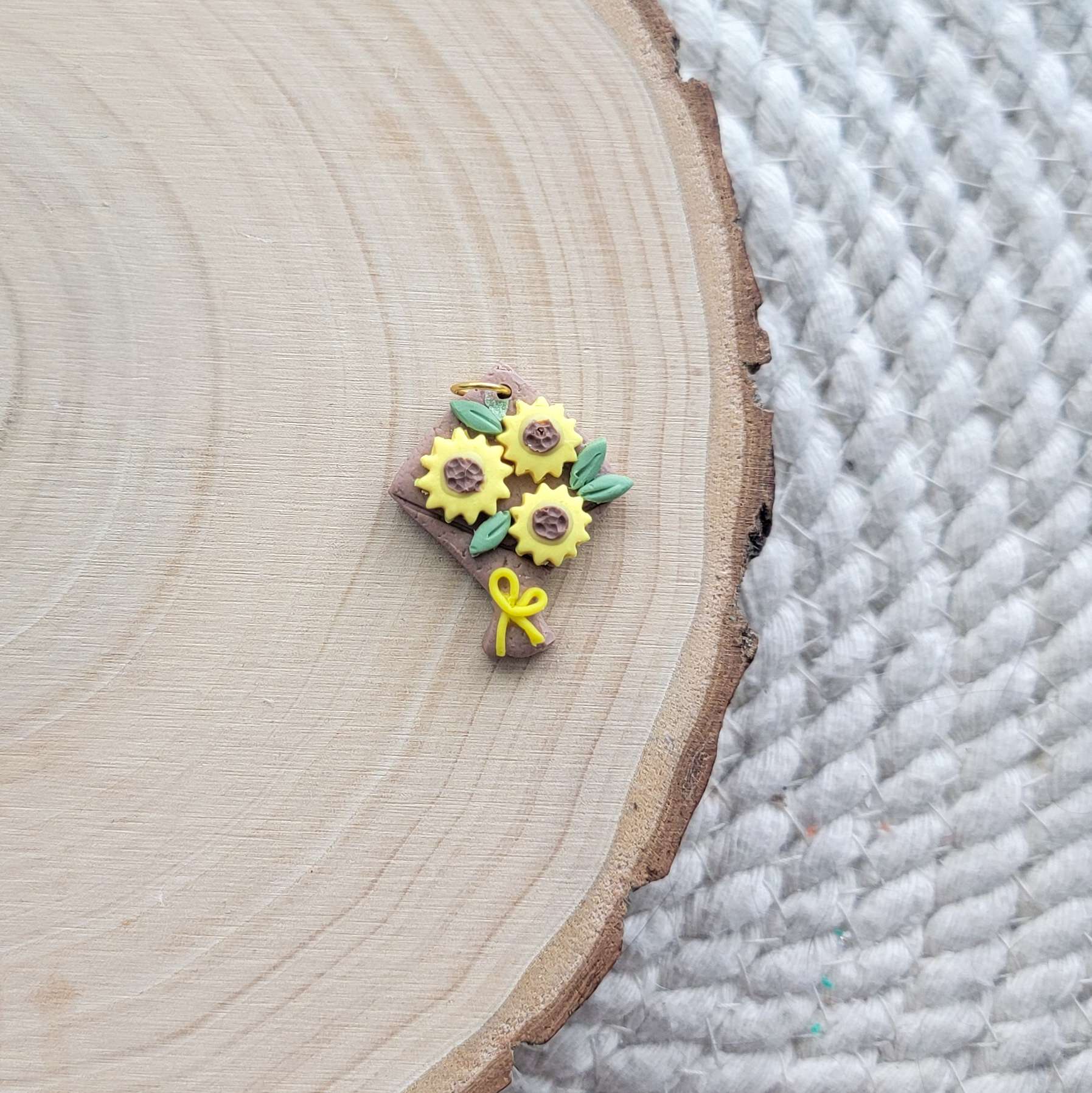 Sunflower Flower Bouquet Clay Charm