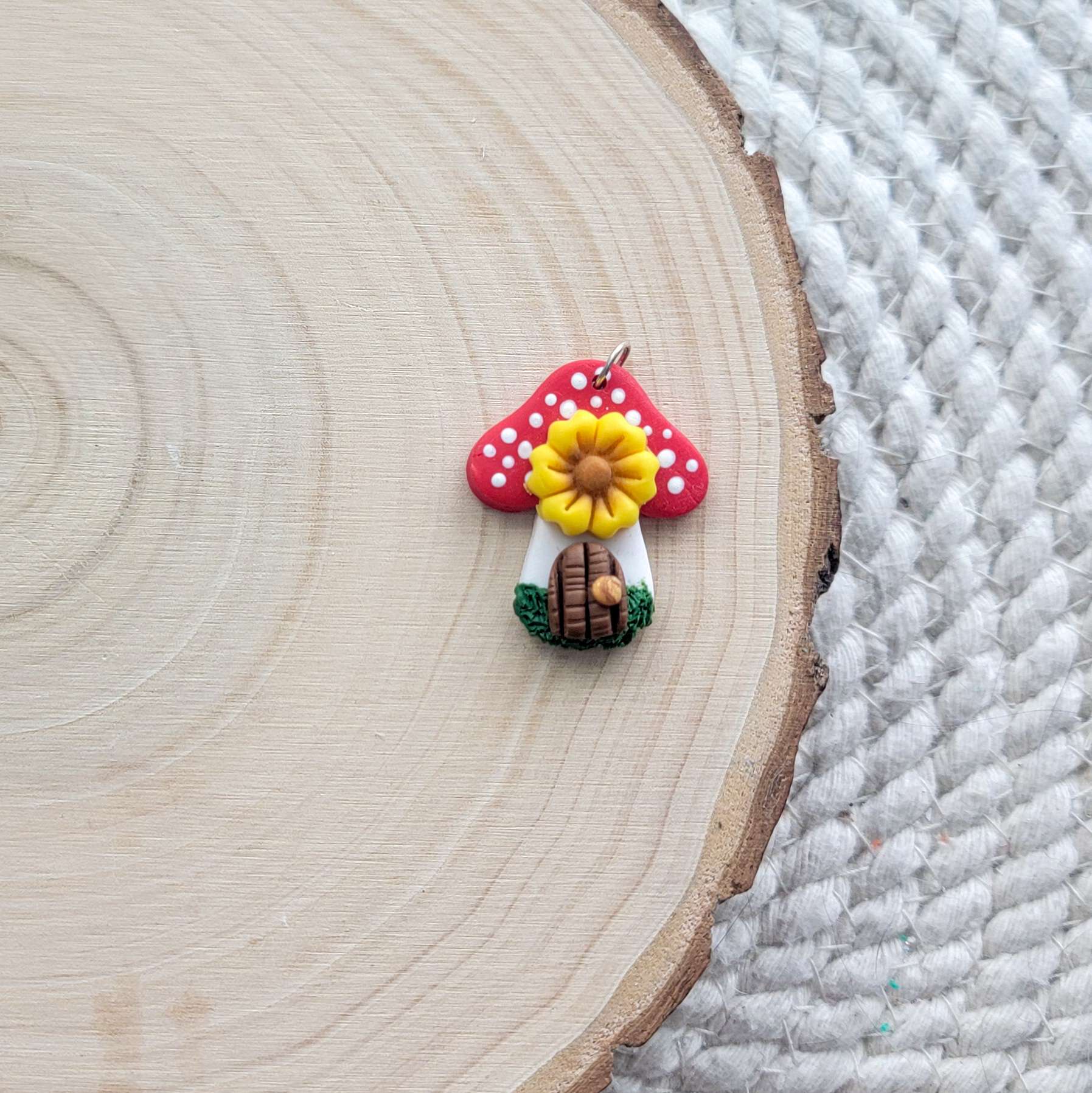 Mushroom House Clay Charm
