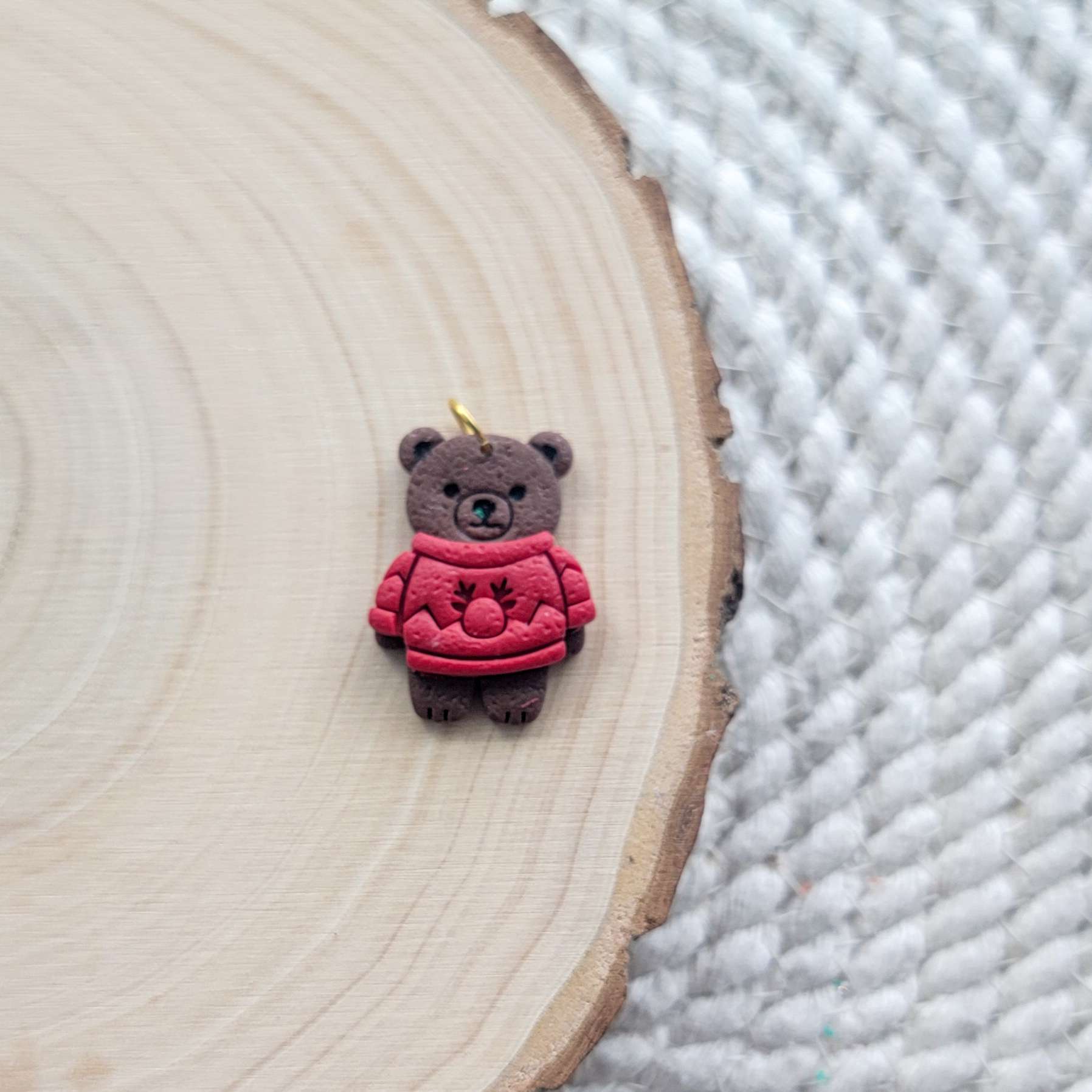 Sweater Bear Clay Charm