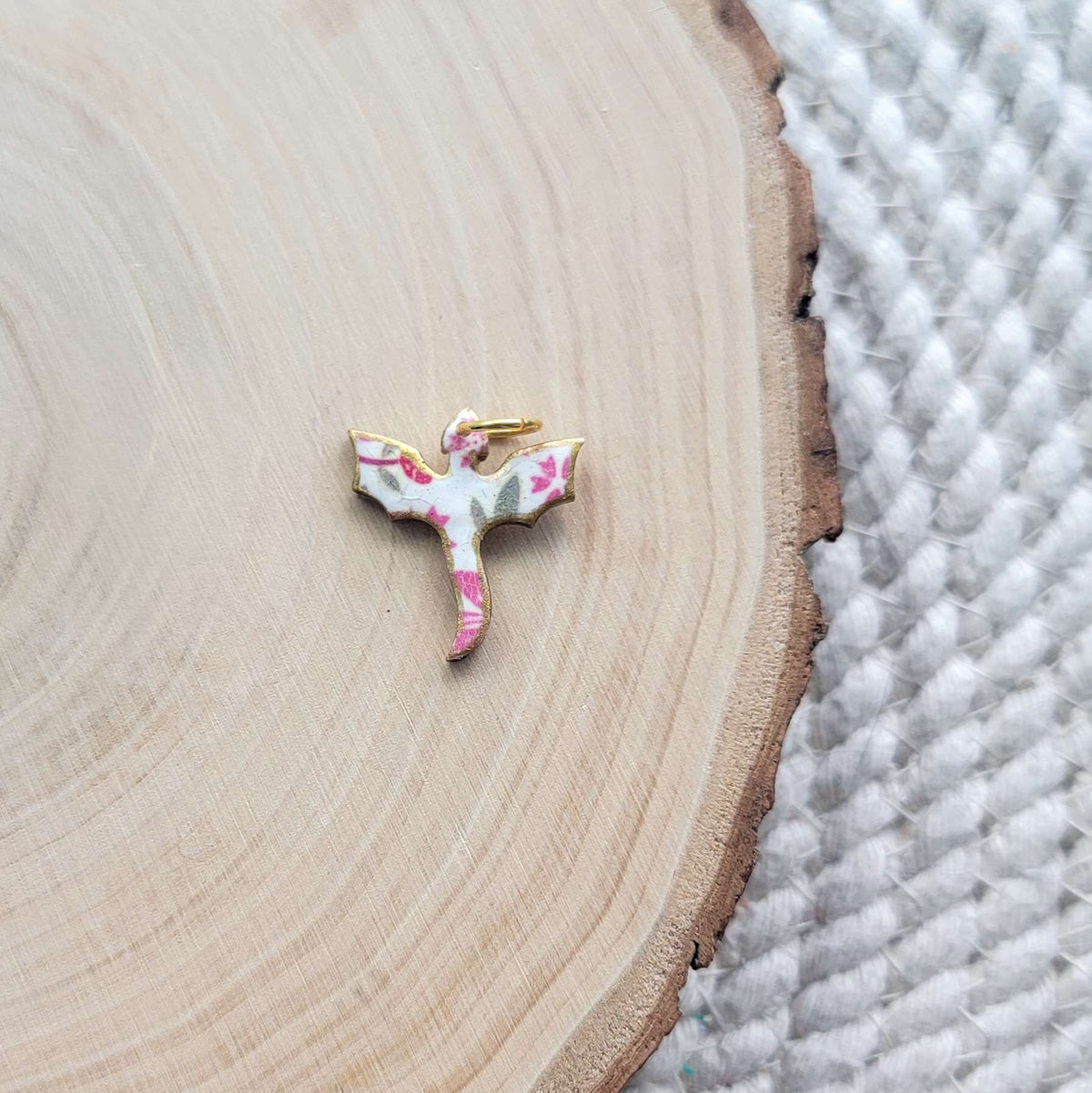 Floral Dragon Clay Charm