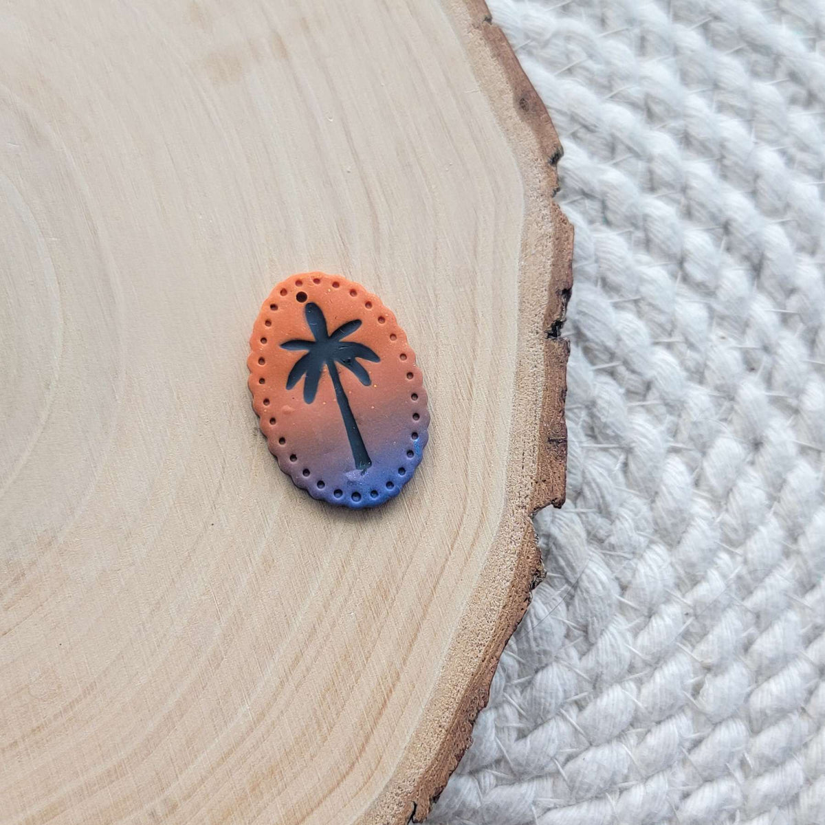 Sunset Palm Tree Clay Charm