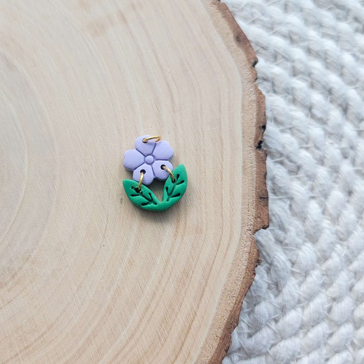 Small Flower and Leaves Clay Charm