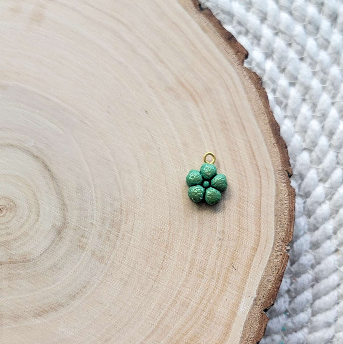 Green Flower Clay Charm