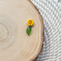 Small Yellow Flower With Glass Leaf Bead Clay Charm