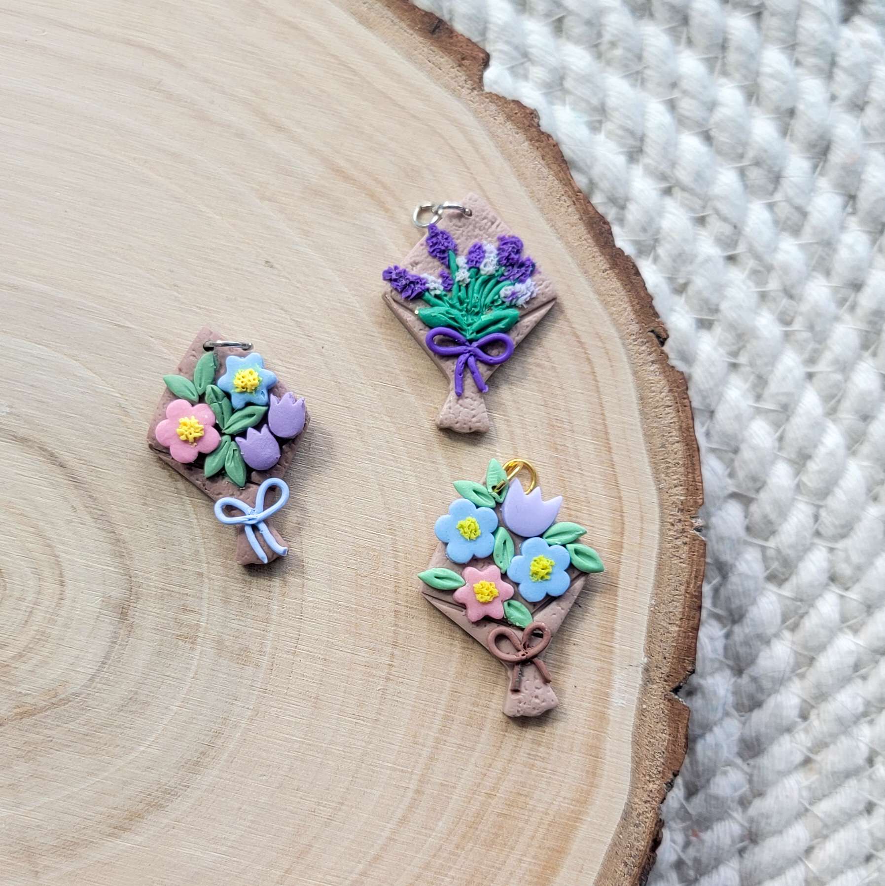 Flower Bouquets Clay Charms