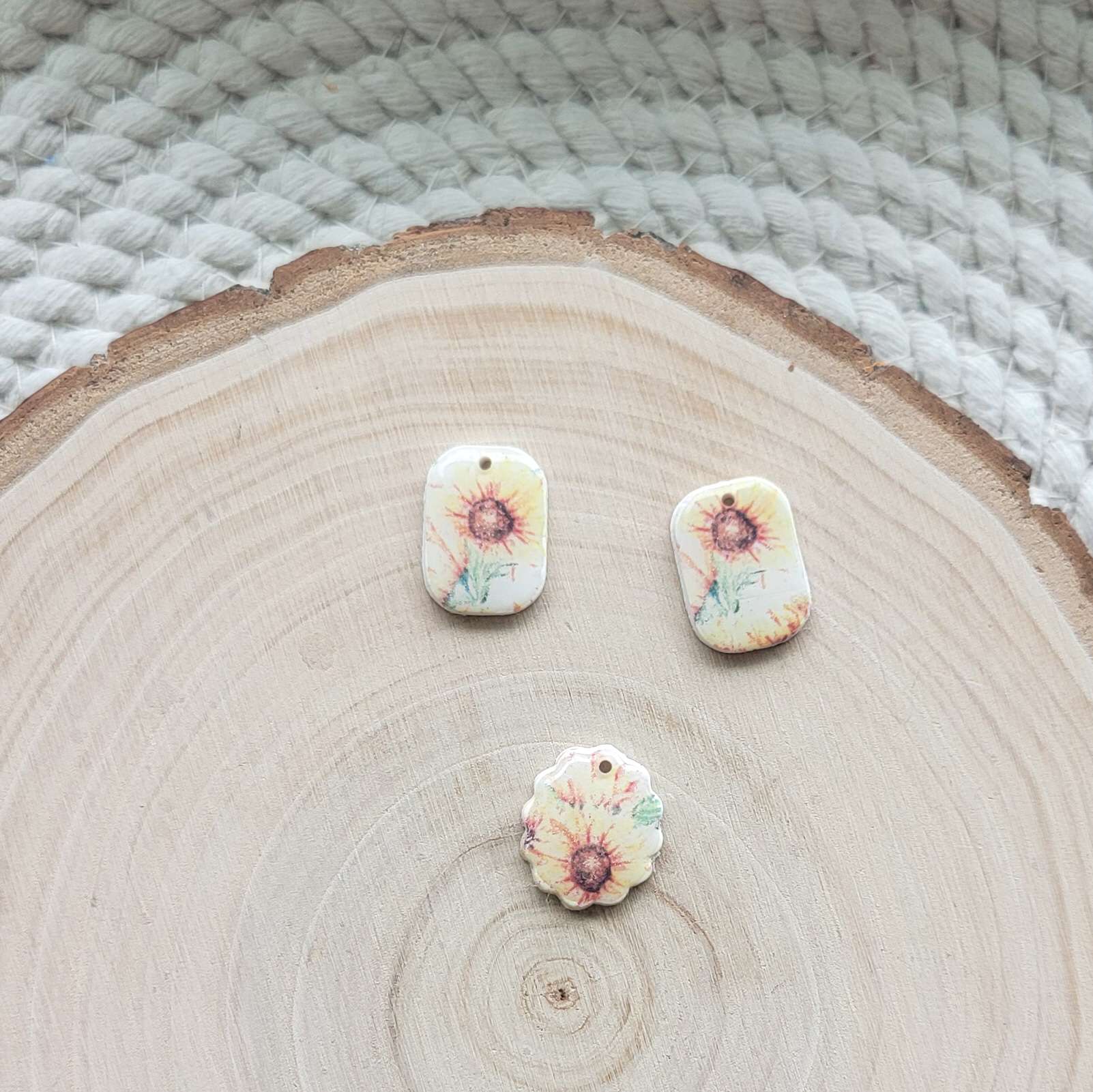 Sunflower Clay Charms