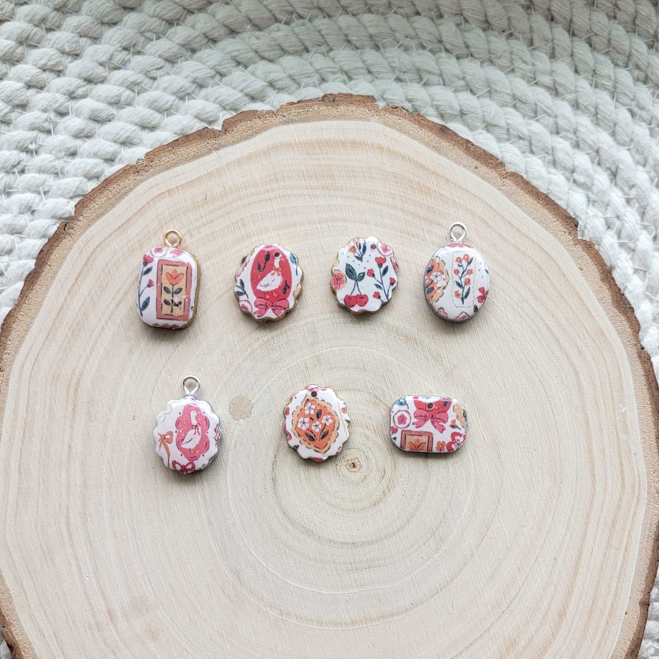 Goose & Flowers Clay Charms