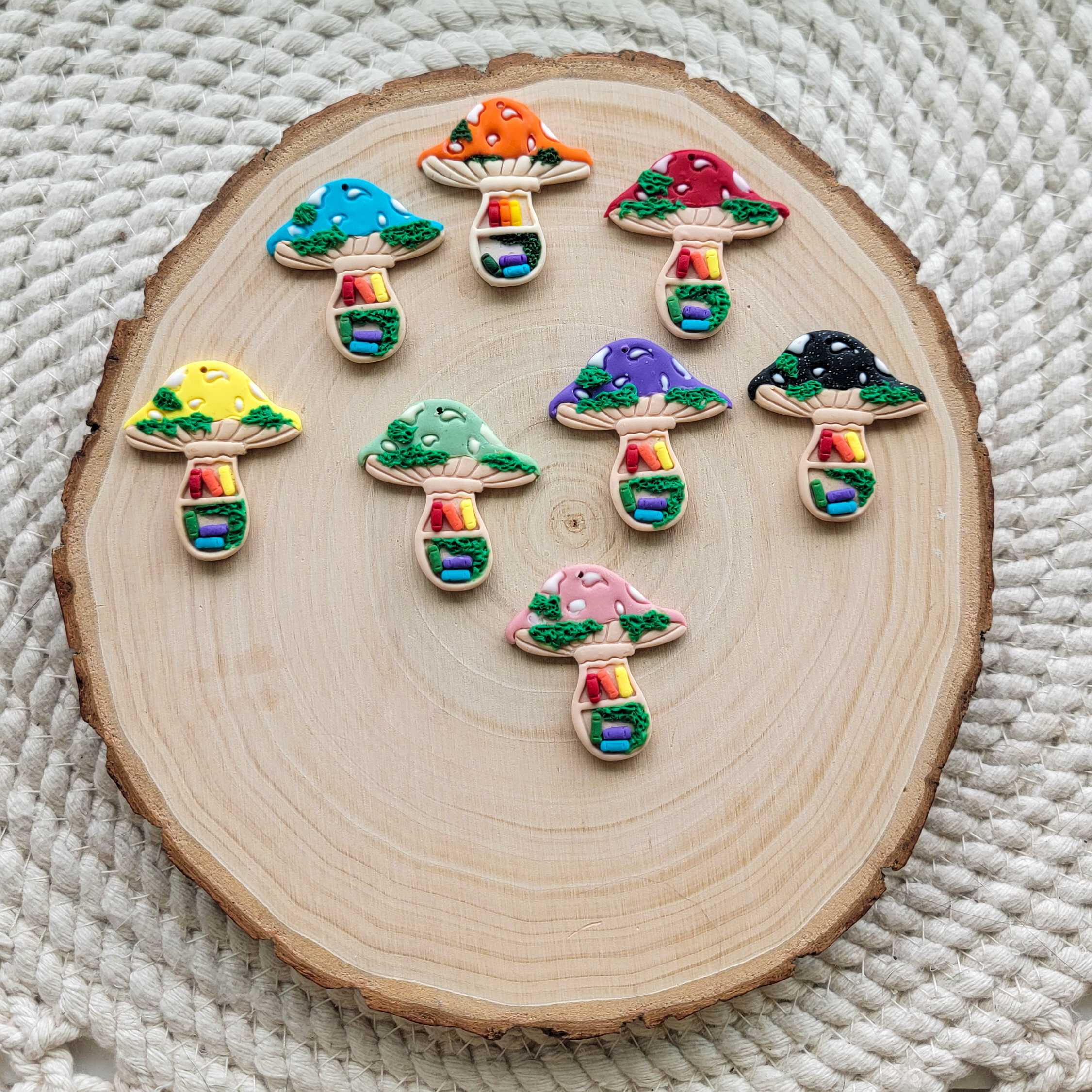 Mushroom Bookcase Clay Charm