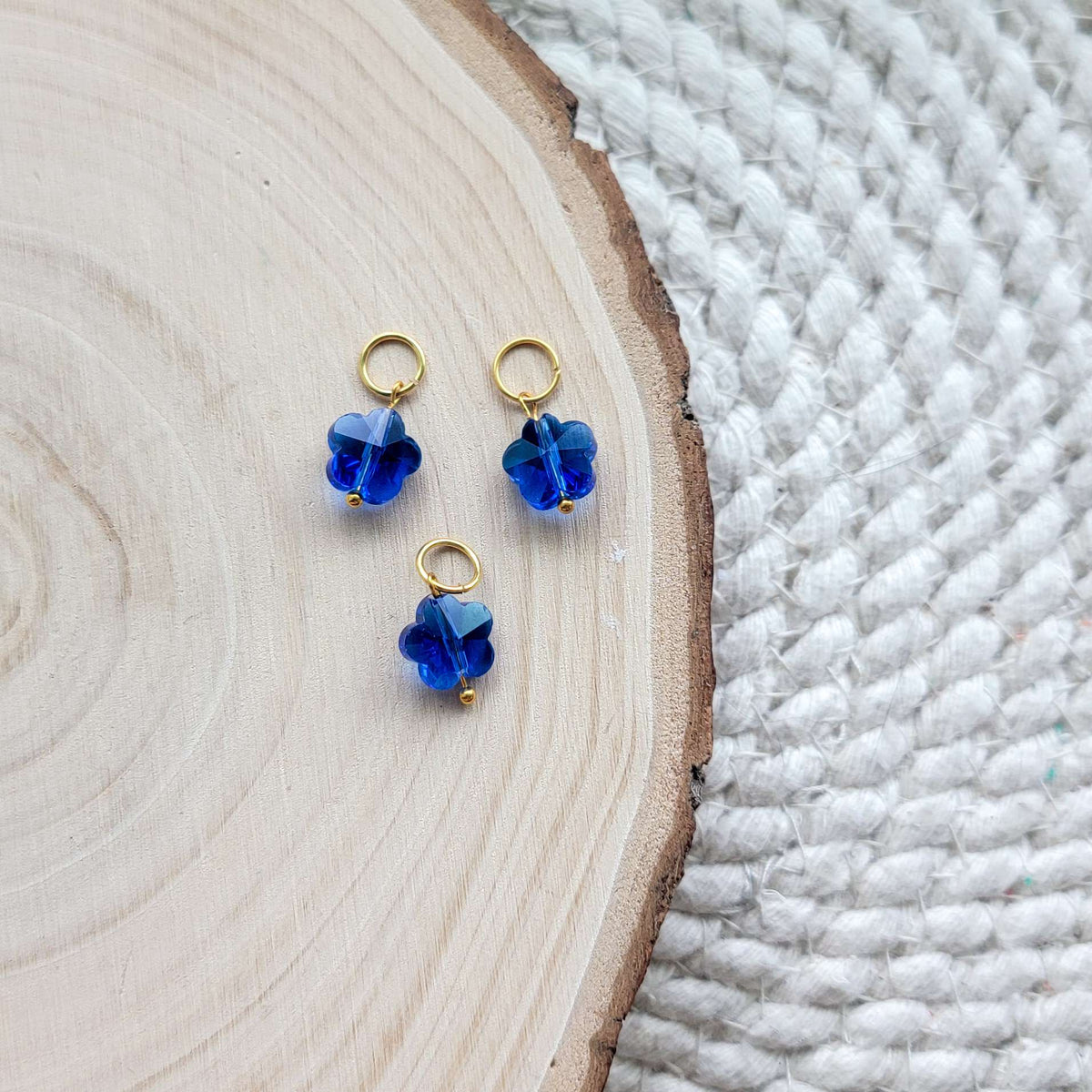 Acrylic Faceted Blue Flower Bead Charms