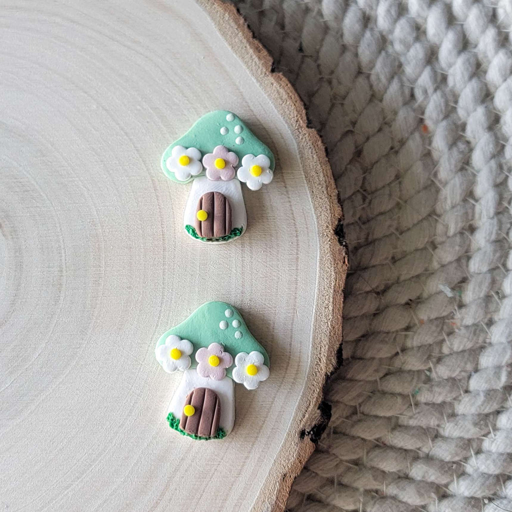 Green Mushroom Fairy House Clay Charm