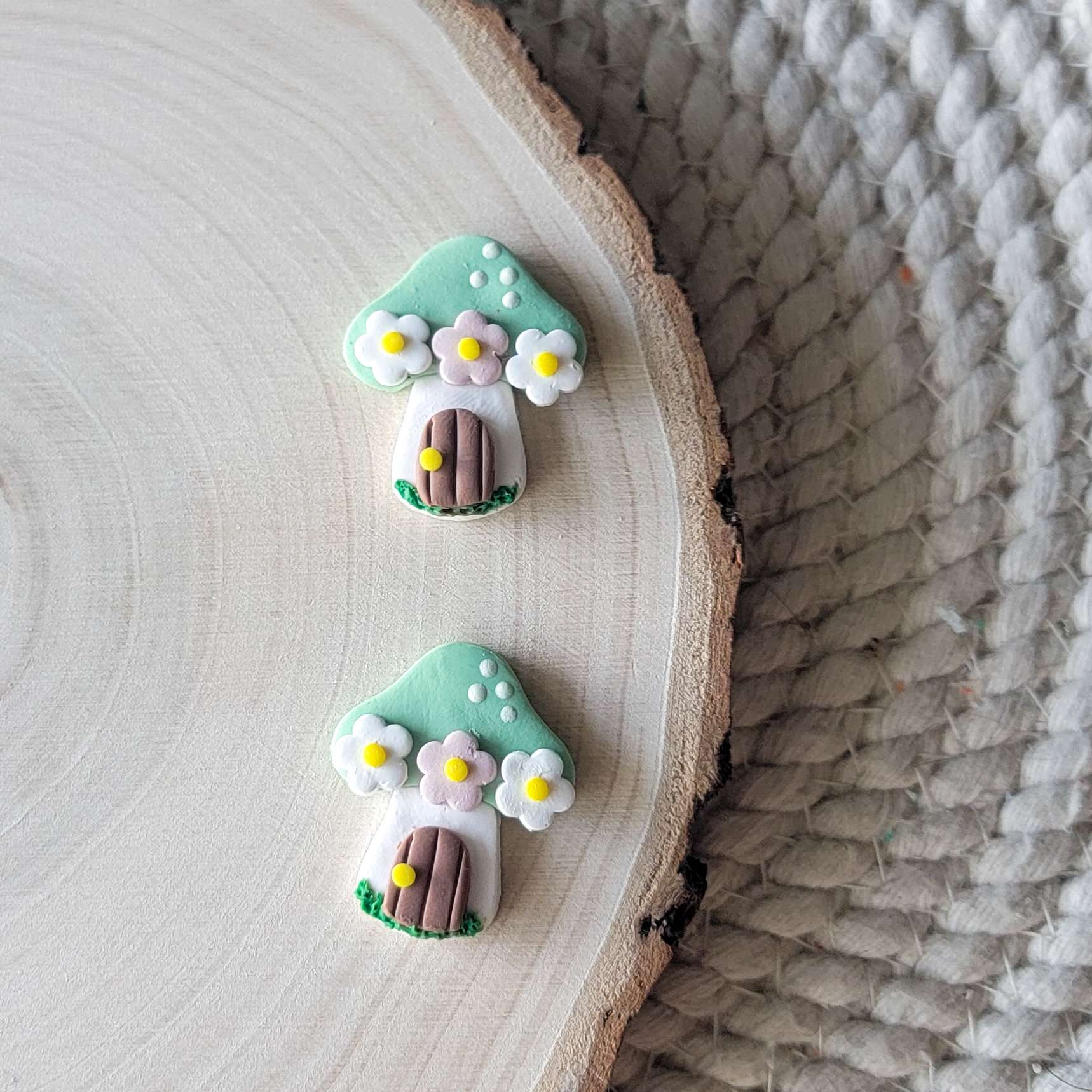 Green Mushroom Fairy House Clay Charm