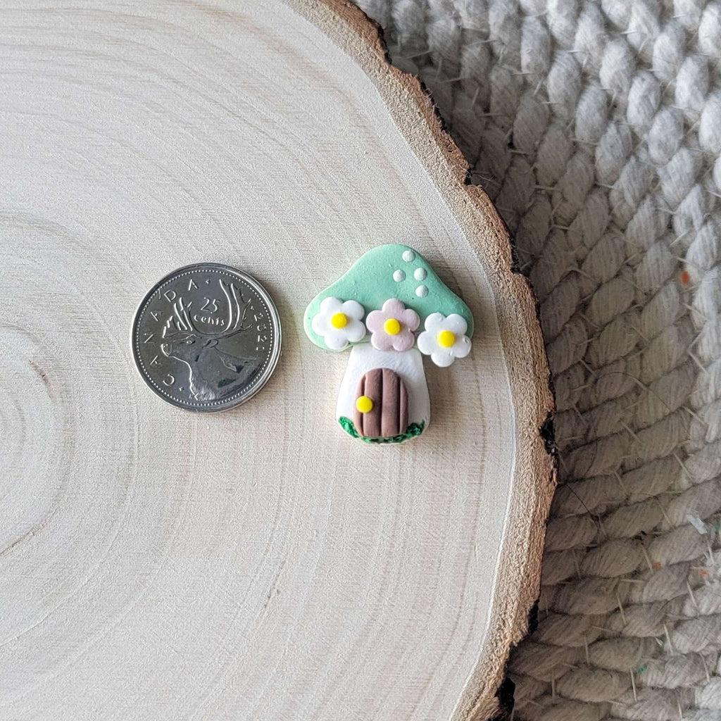 Green Mushroom Fairy House Clay Charm