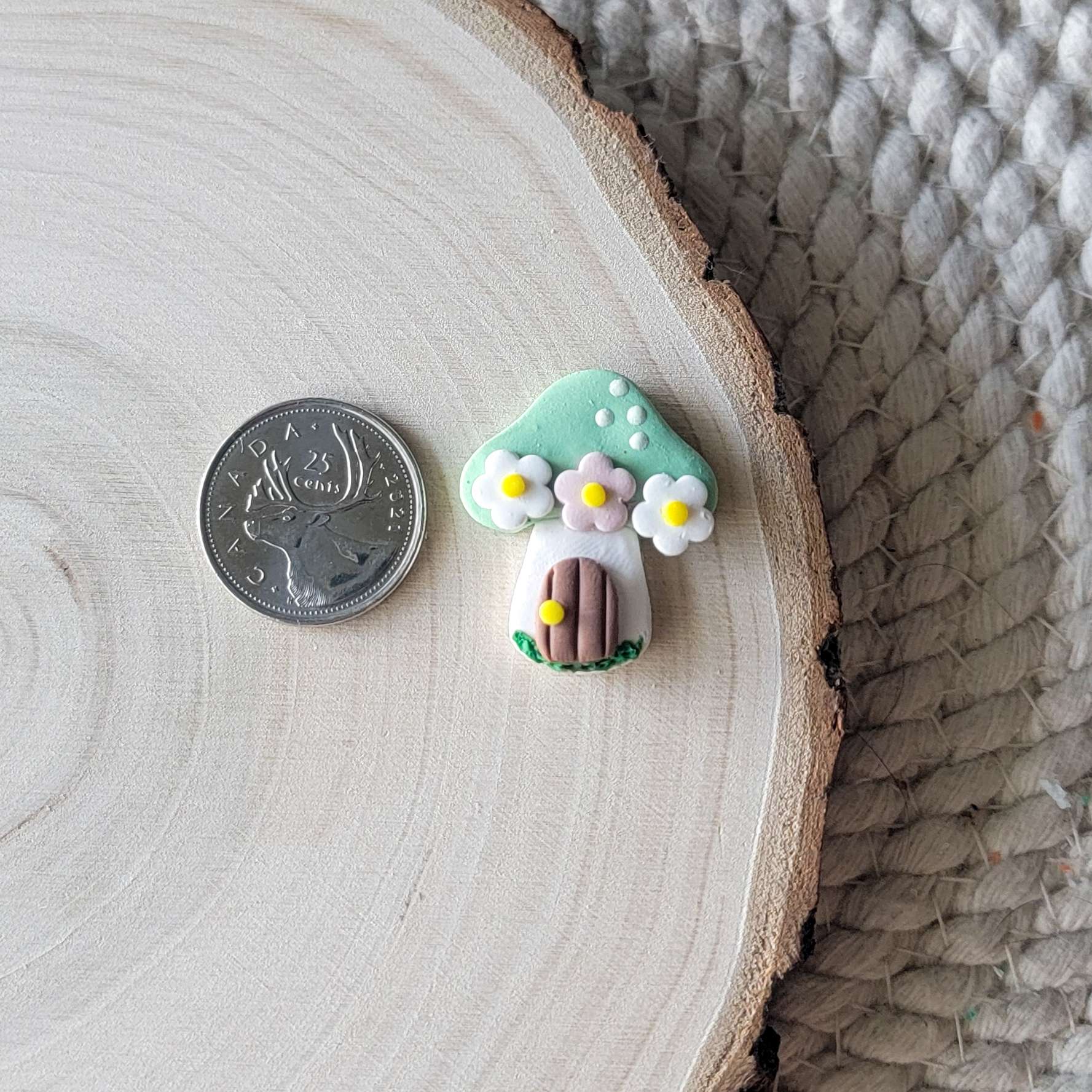 Green Mushroom Fairy House Clay Charm