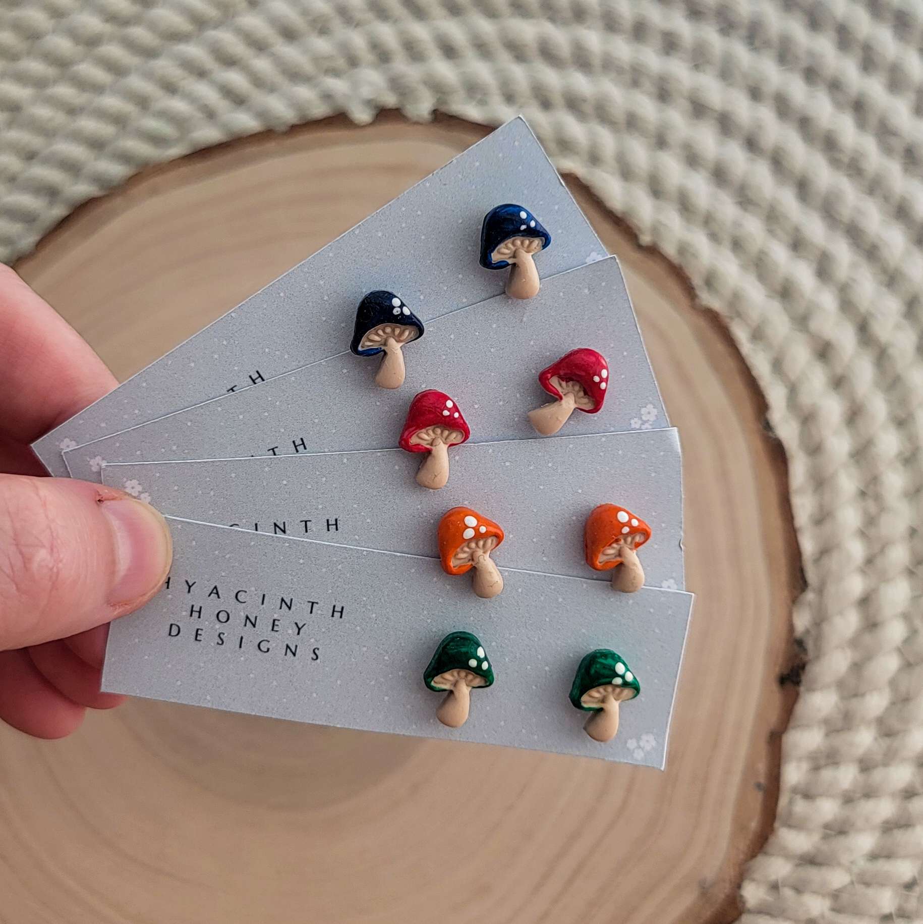 Tiny Colourful Mushroom Studs