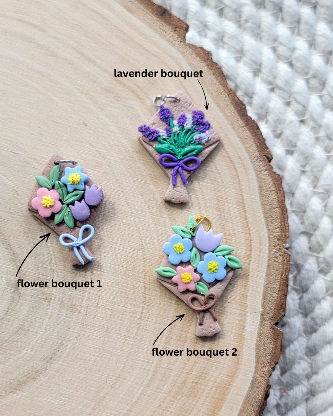 Flower Bouquets Clay Charms