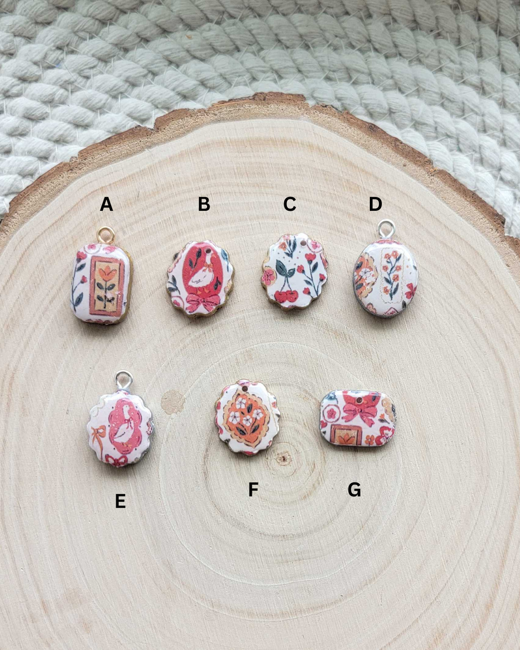Goose & Flowers Clay Charms