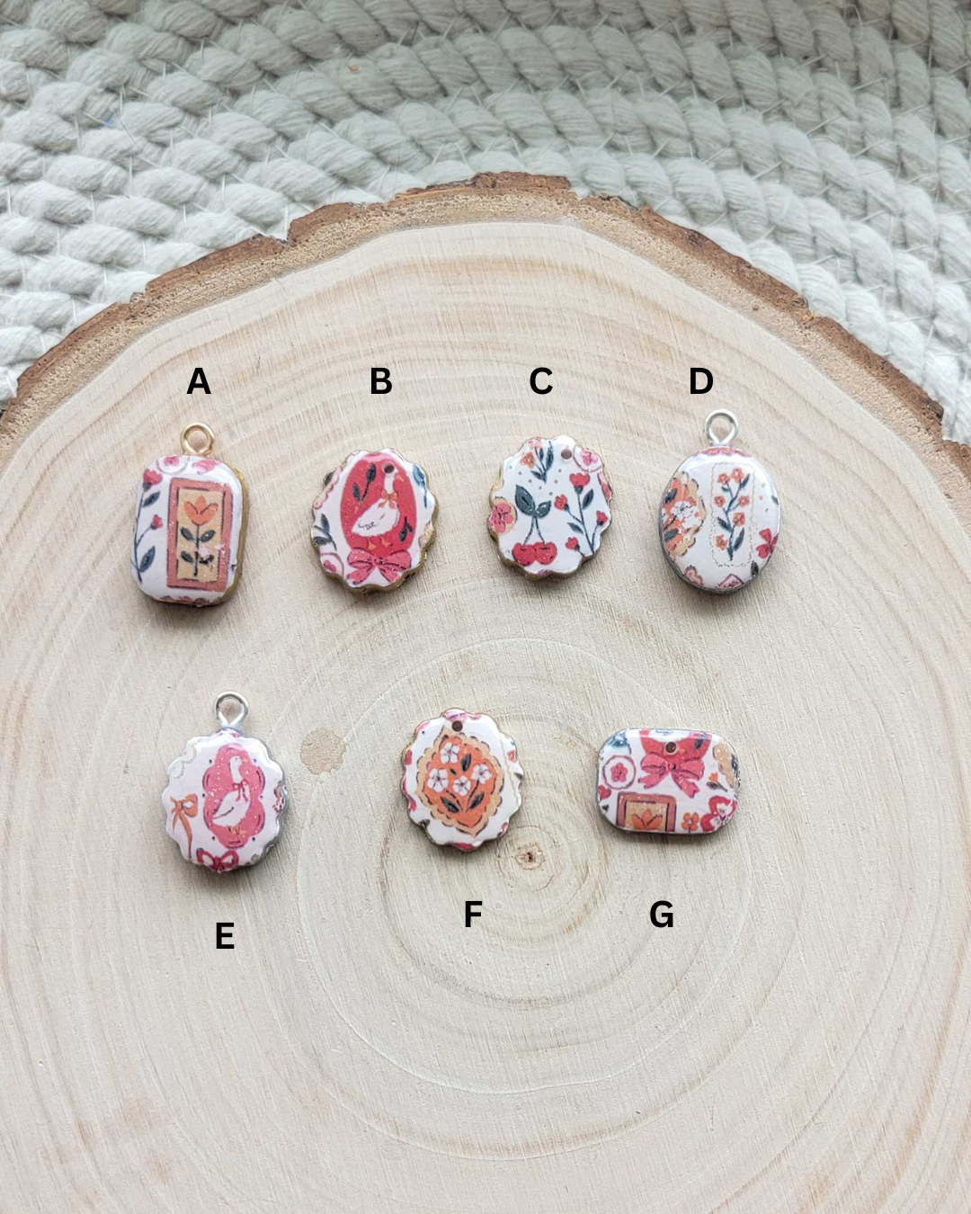 Goose & Flowers Clay Charms