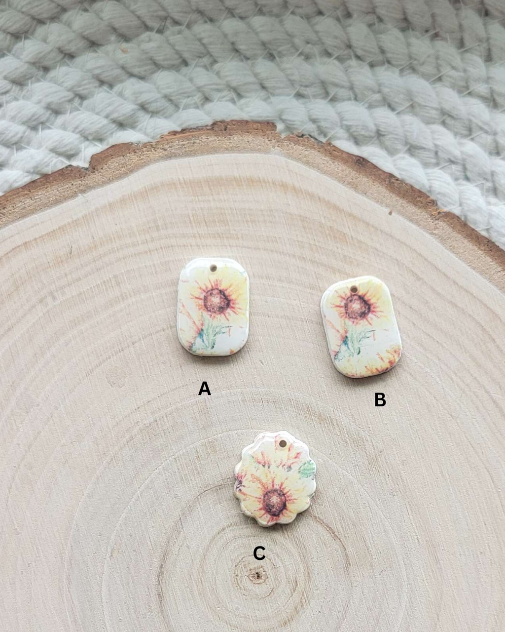 Sunflower Clay Charms