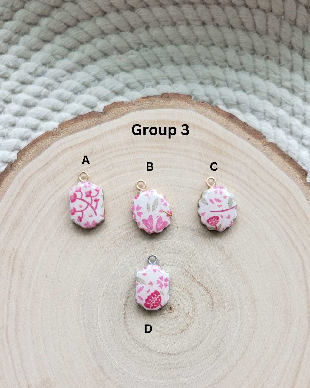 Green, Blue, Pink Floral Clay Charms