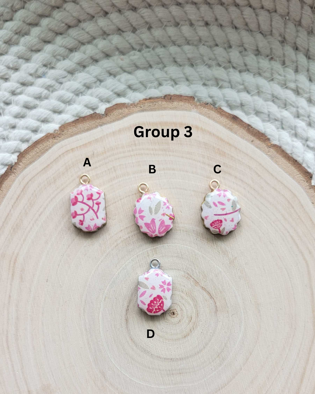 Green, Blue, Pink Floral Clay Charms