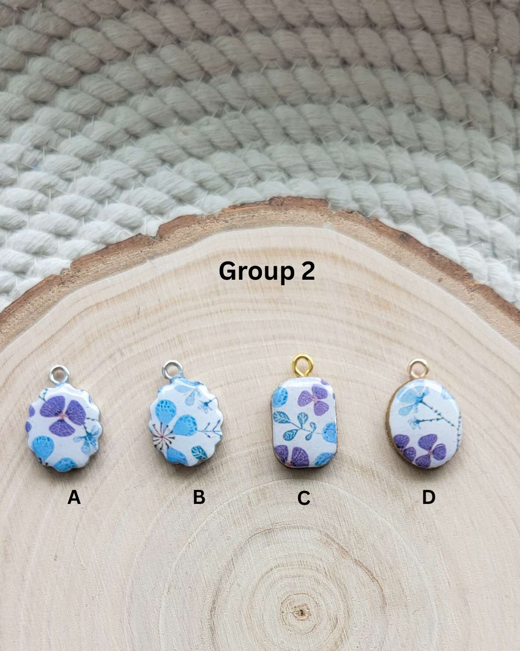 Green, Blue, Pink Floral Clay Charms