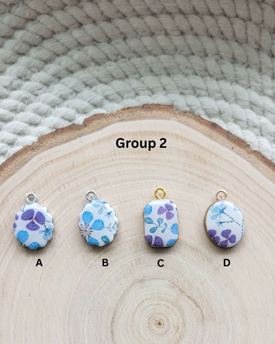 Green, Blue, Pink Floral Clay Charms