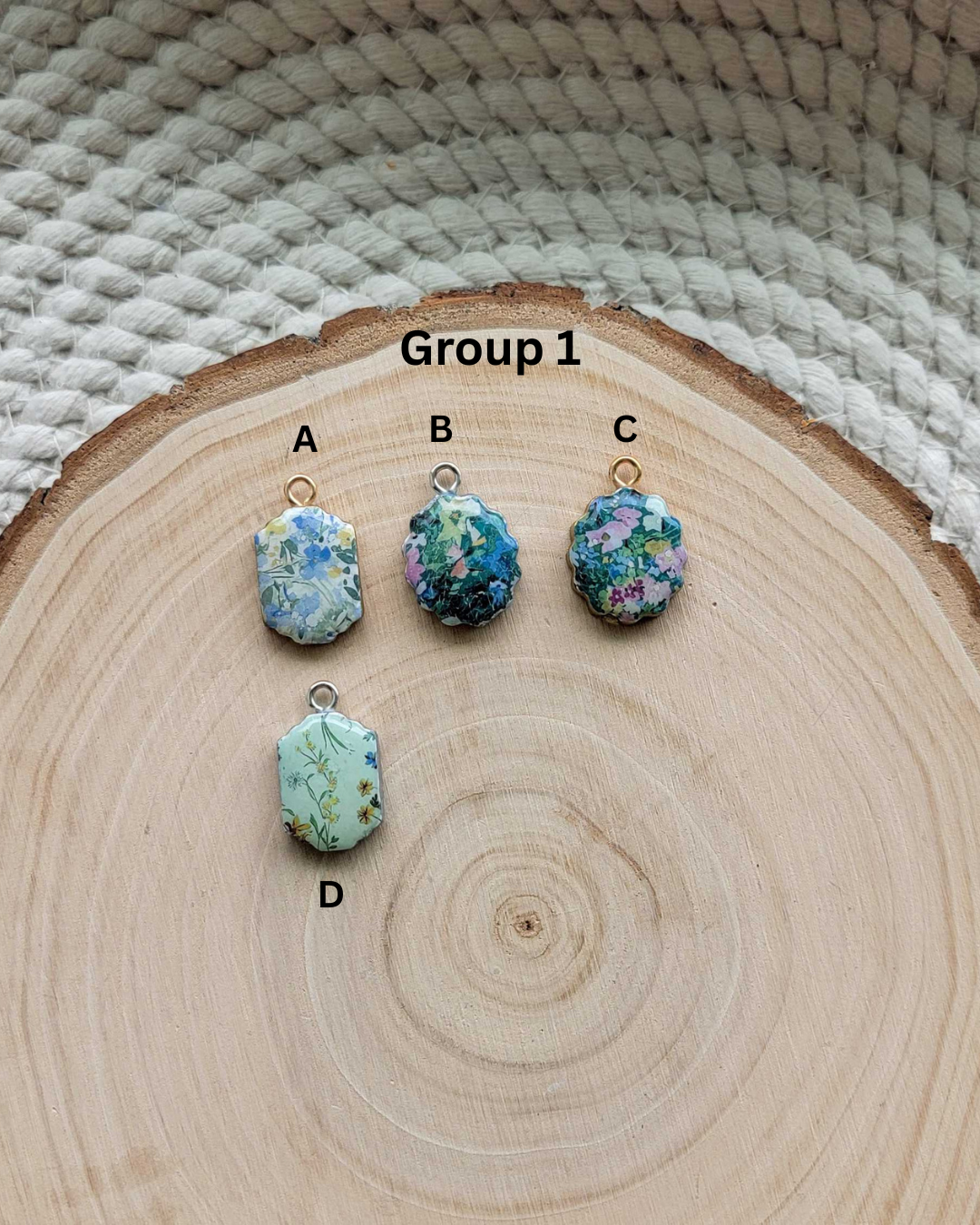 Green, Blue, Pink Floral Clay Charms