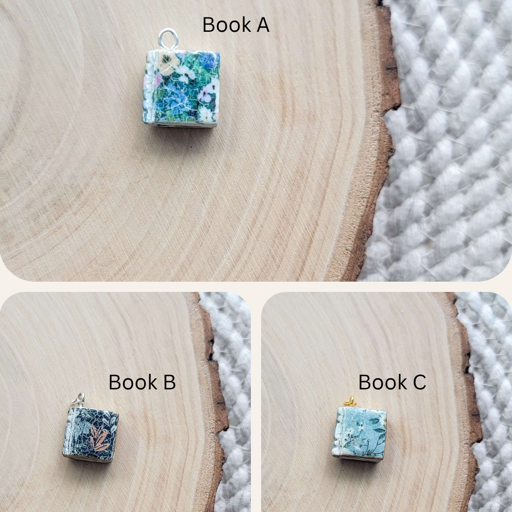 Floral Book Clay Charm