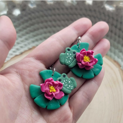 Lilypad and Frog Earrings