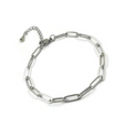 A silver paperclip chain link bracelet with a lobster clasp and an adjustable extension chain, displayed on a clean white background.